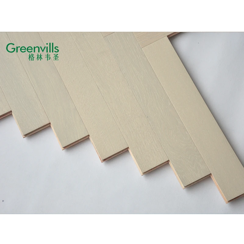 Natural white oak wooden flooring herringbone, hot sale manufacturer competitive price, brushed wooden parquet