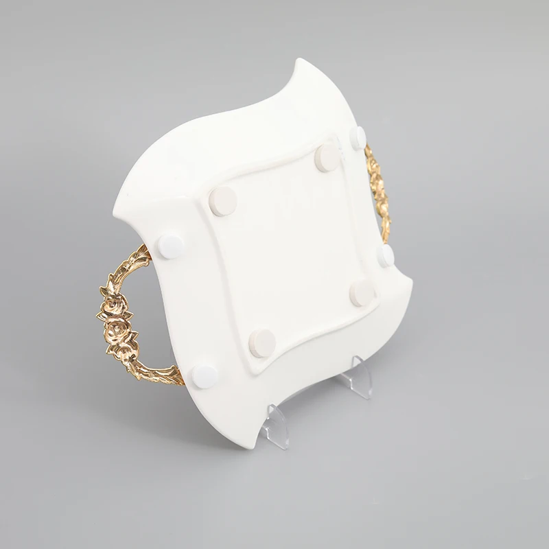 Hot Selling Irregular Square Shape Decorative Ceramic Embossed Decal  Fruit Candy Chocolate Tray Plate Set