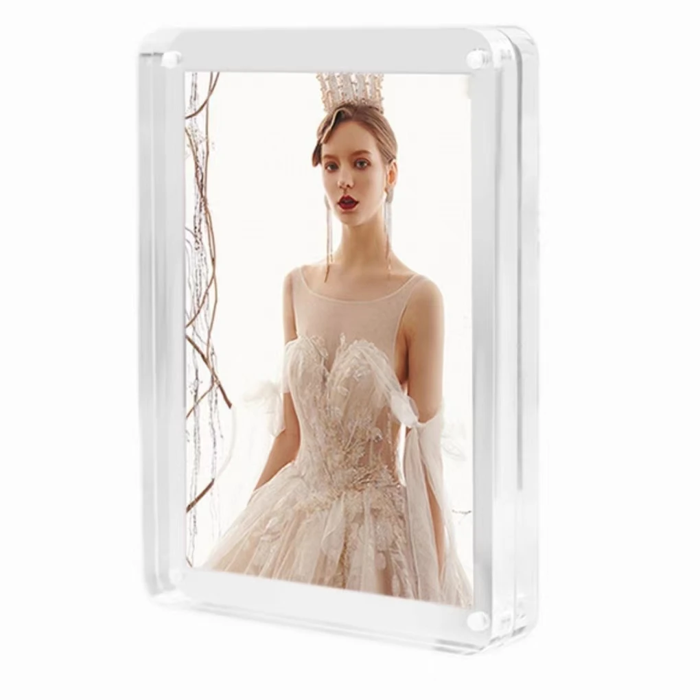 Customizable size Acrylic Picture Frame 4x6 Clear Double-Sided Photo Frame Magnetic Photo frame stand holder