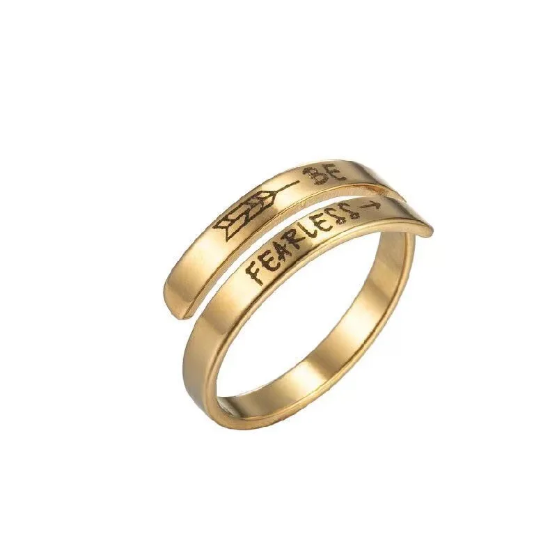 Custom Non Tarnish Silver 18K Gold Plated Stainless Steel Classic Engraved Hope Faith Love I Am Enough Rings Jewelry for Women