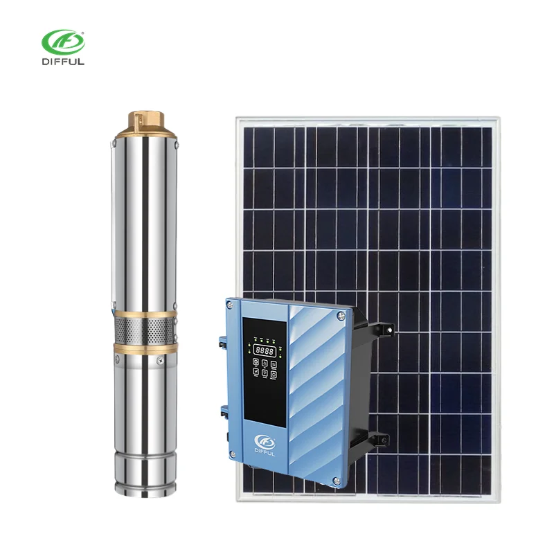 1.5hp solar submersible pump ac/dc hybrid solar pump 100 meter head solar water pump system