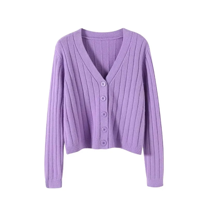 Custom Solid Color Female Knitwear Clothing Outer Wear Loose  Ladies Sweater Cardigan Outerwear Tops Women Knit Clothes
