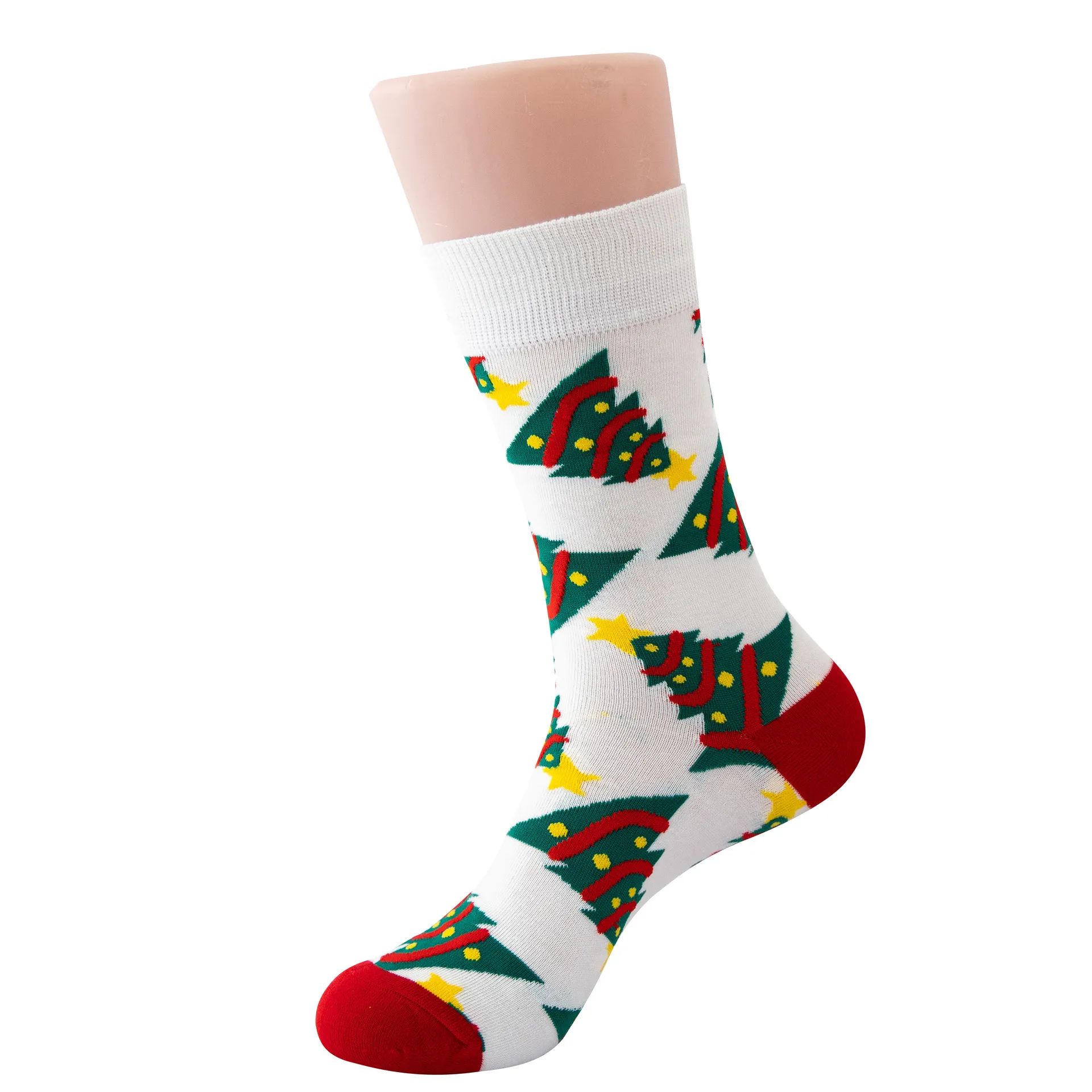 High Quality Creative Crew Christmas Socks Winter Stockings With Snow Tree for Women Wholesale Cotton Funny Socks