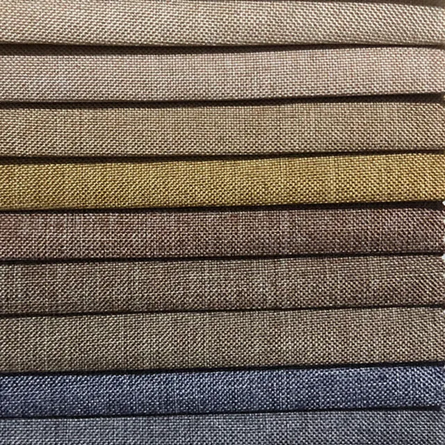 Manufacturer Supply Wholesale 100% Polyester Slub Plaid Faux Linen Fabric For Sofa