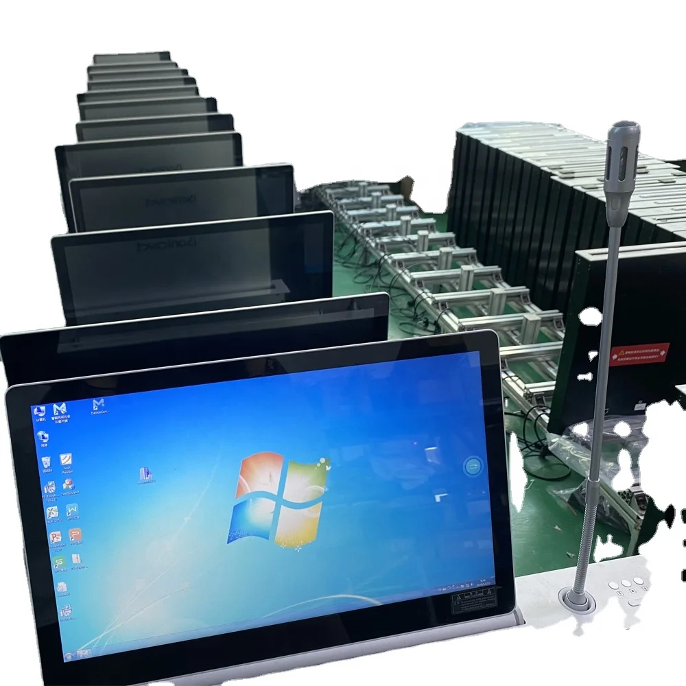 retractable pop up motorized lcd monitor lift with control separately microphone may provide conference solutions