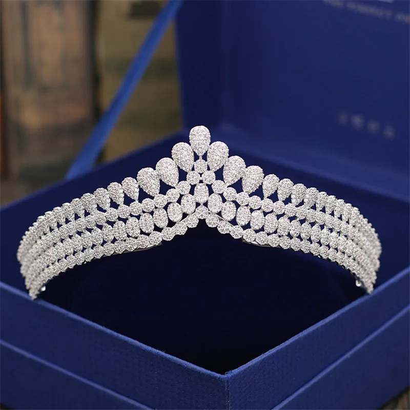 GS014 Vintage hair beauty pageant crown happy birthday zircon jewelry princess bridal wedding tiaras