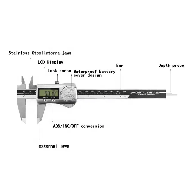 IP67 0-150mm Waterproof Digital caliper Stainless Steel  with LCD display electronic caliper