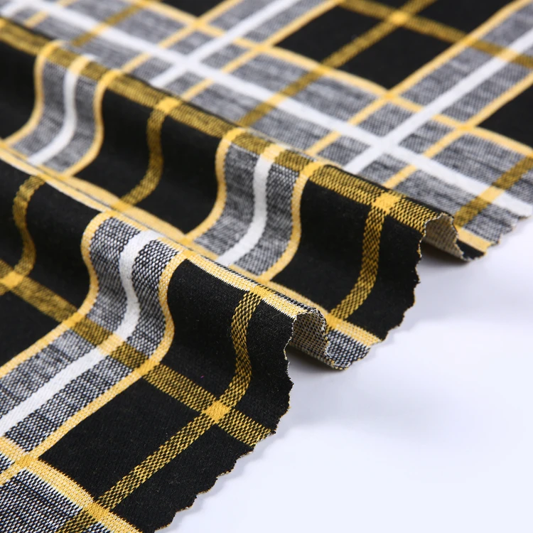 Fashion High Quality TR Polyester Rayon Spandex Knit Yarn Dyed Check Fabric For Fashion Garment