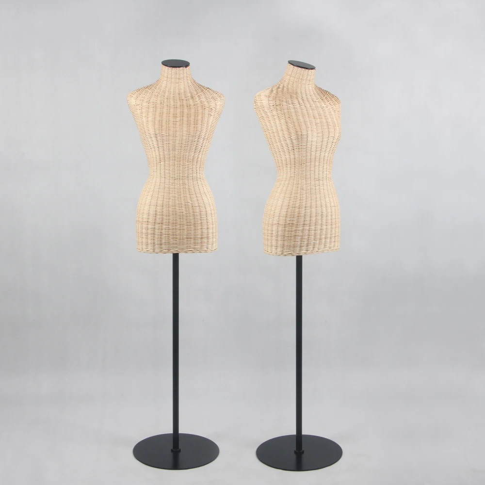 Hand made Handbag display props natural wicker rattan mannequin