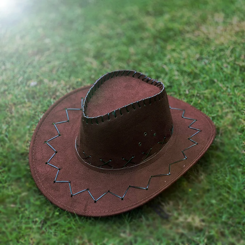 Outdoor performance big eave grassland travel brim fedora knight suede cowboy