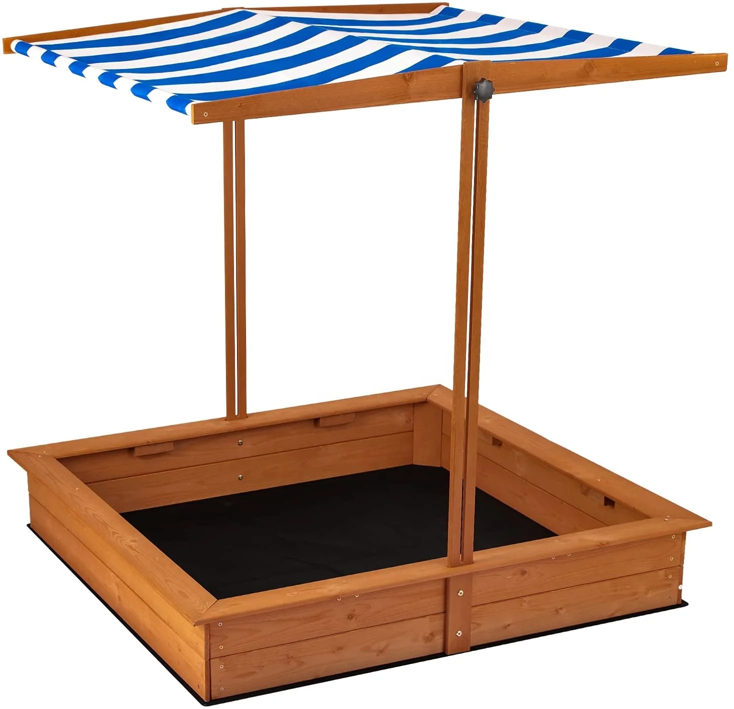 Modern Popular Simple Design Vertical Outdoor Backyard Wooden Sandbox Interactive Kids Sandpit with Waterproof Fabric