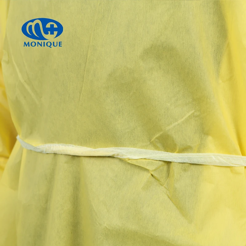 Waterproof Surgery With Knitted Cuff Isolation Ppe En14126 Non Woven Yellow Aami Level 3 Medical Disposable Surgical Gown