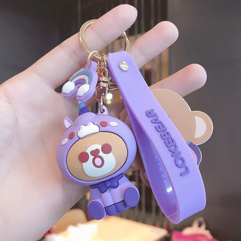 
Cute Anime Rubber 3d Cartoon Bear Keychain Ladies Decoration 