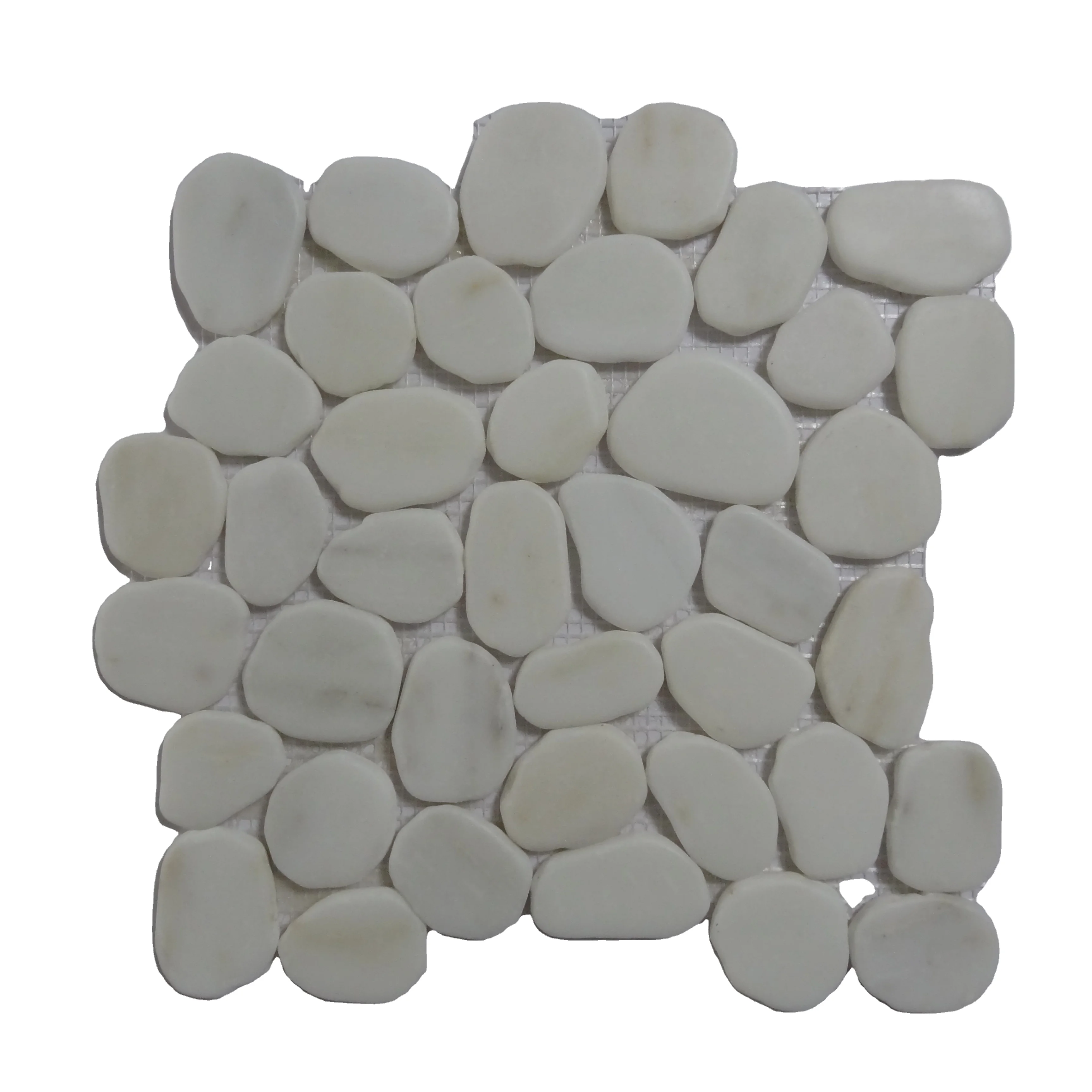 Mesh Mosaic Wall Tiles Pebble Stone Natural Cut Pebble White Pebble