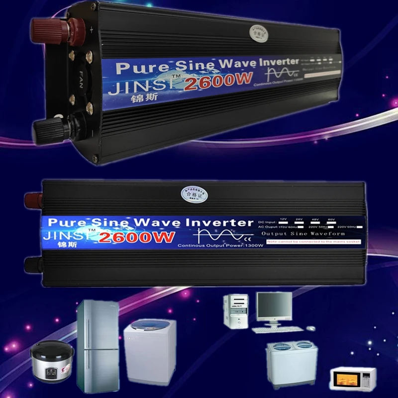 Pure Sine Wave Inverter 12V/24V 220V 1000w 2000w 2600W Voltage Transformer Power Inverter DC12V to AC 220V Converter LED Display