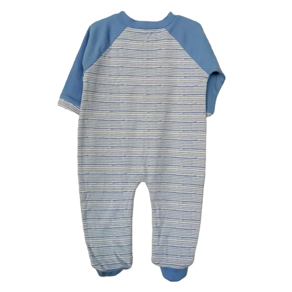 
Baby Boy All Over Stripe Print Lovely Bear Long Sleeve Footie Romper 