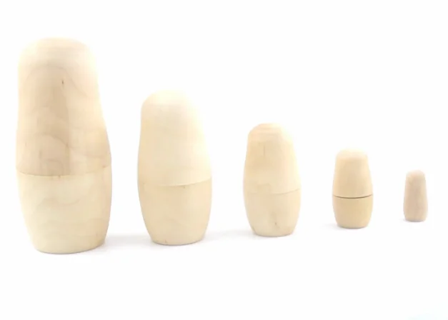 Russian dolls DIY five layer white embryo wooden toys blank doll crafts with color suits
