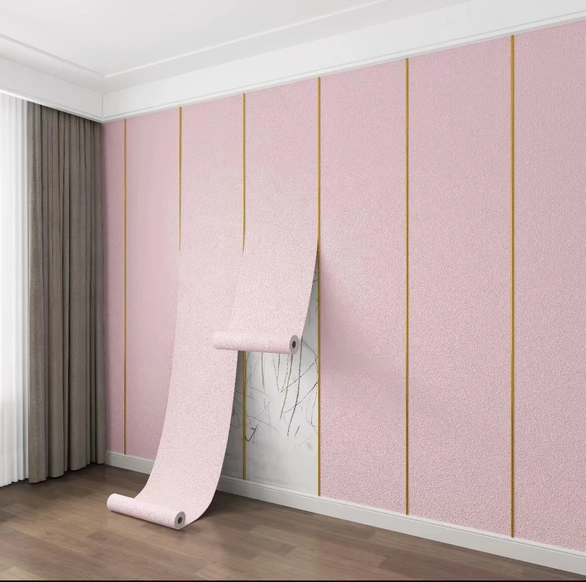 Home Decorative Modern Luxury 3D Fabric Bedroom Wall Paper Vinyl Waterproof Wallpaper