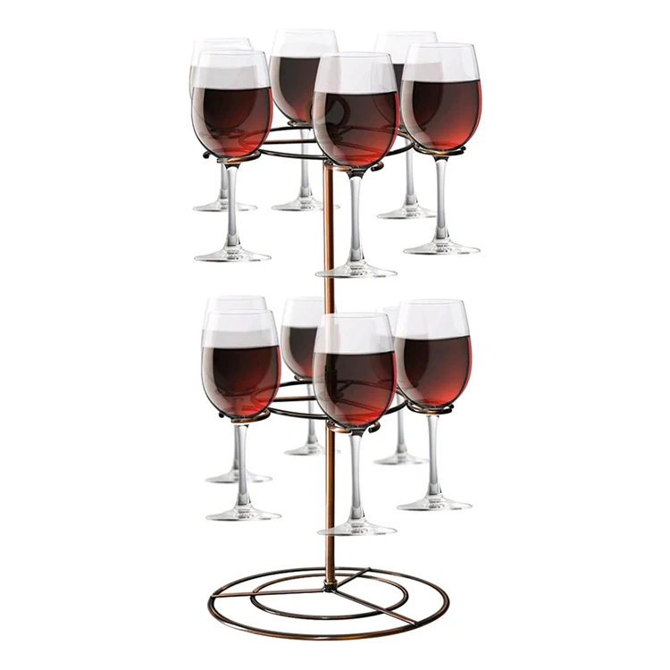 JH-Mech Tasting Carrier Kit Holds 4 Wine Glasses Modern Serving Stand Holder Carbon Steel Black Cocktail Tree Stand Display