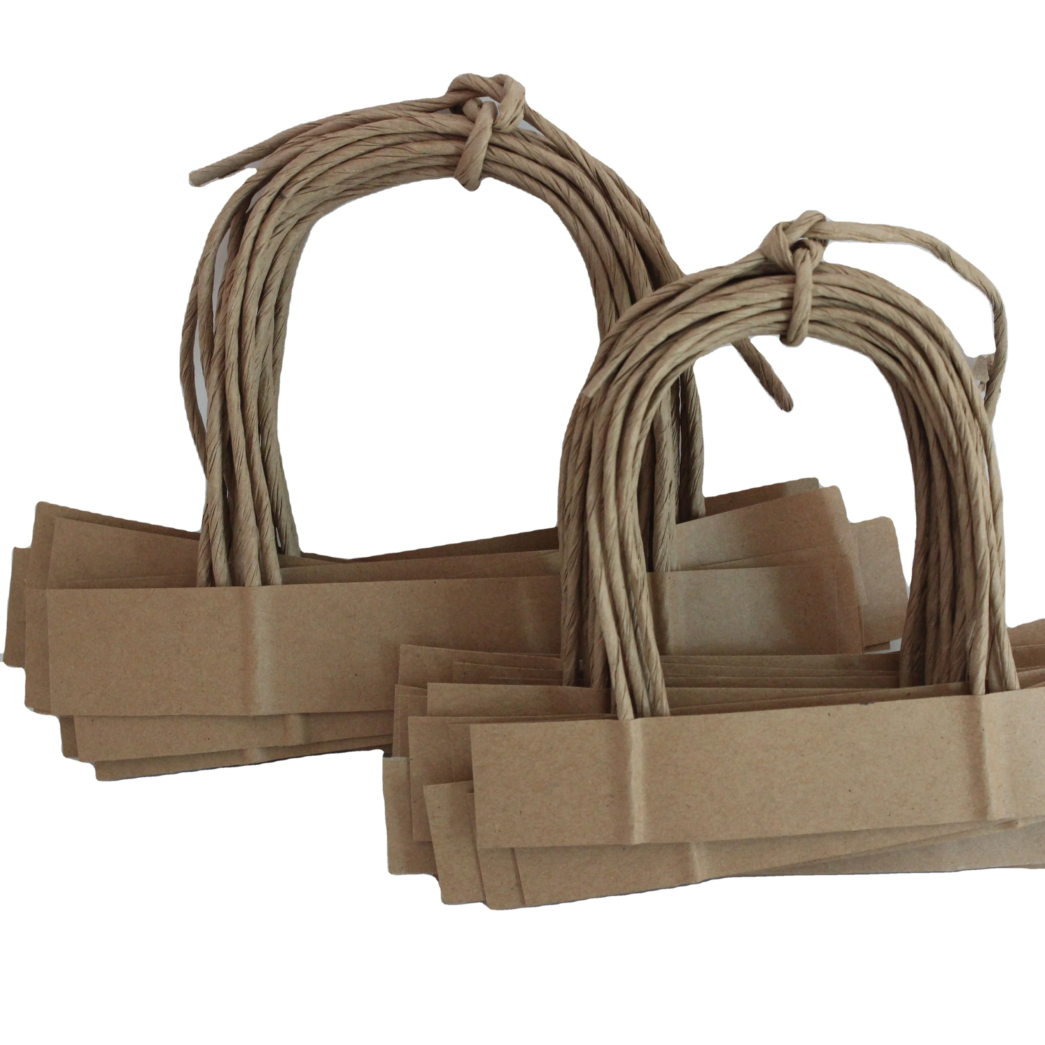 Коричневая скрученная бумажная ручка из крафт-бумаги для бумажных пакетов на