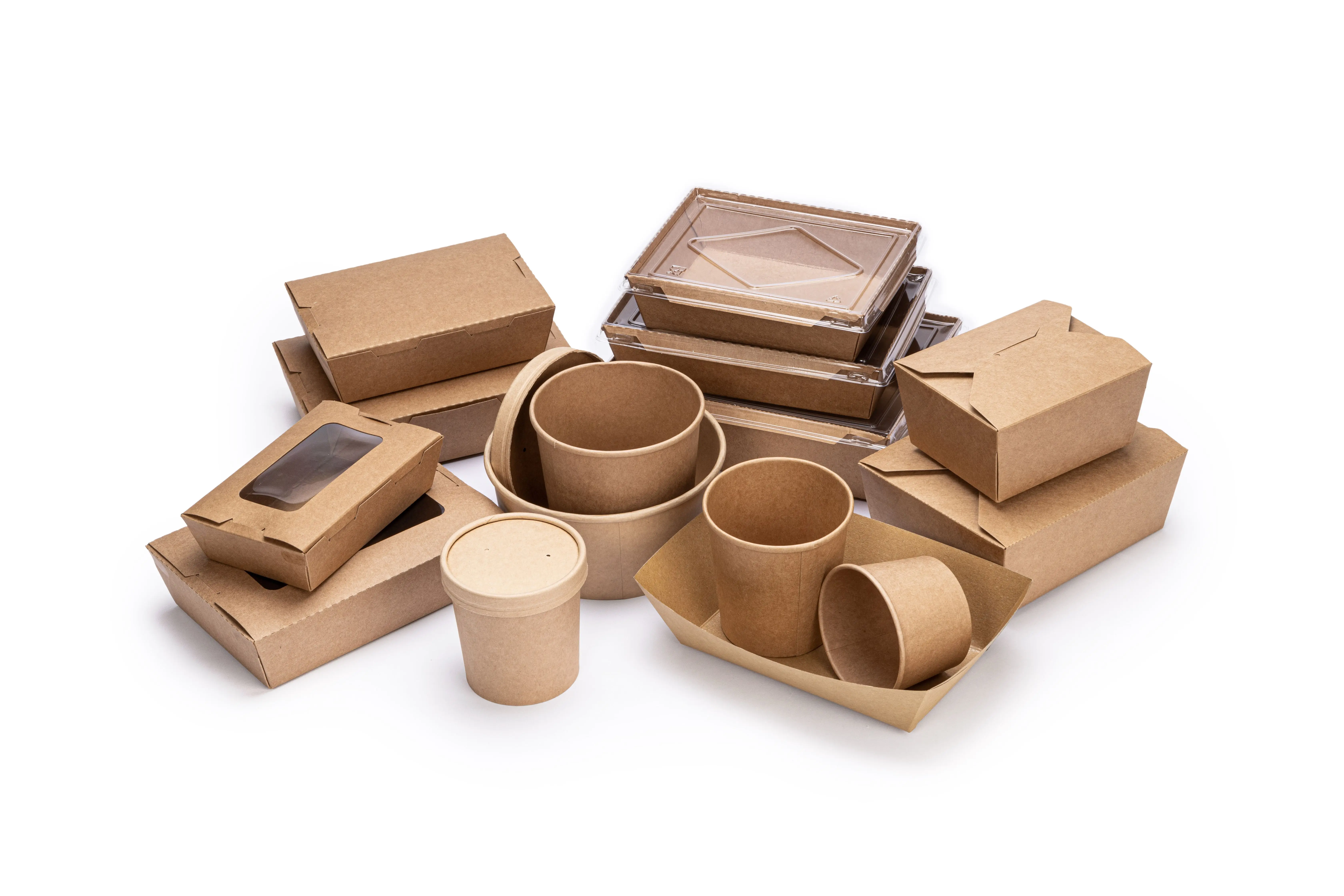 Recyclable materials China Wholesale Packaging Kraft Whiteboard Custom Logo Design Takeaway Disposable Food Paper Box