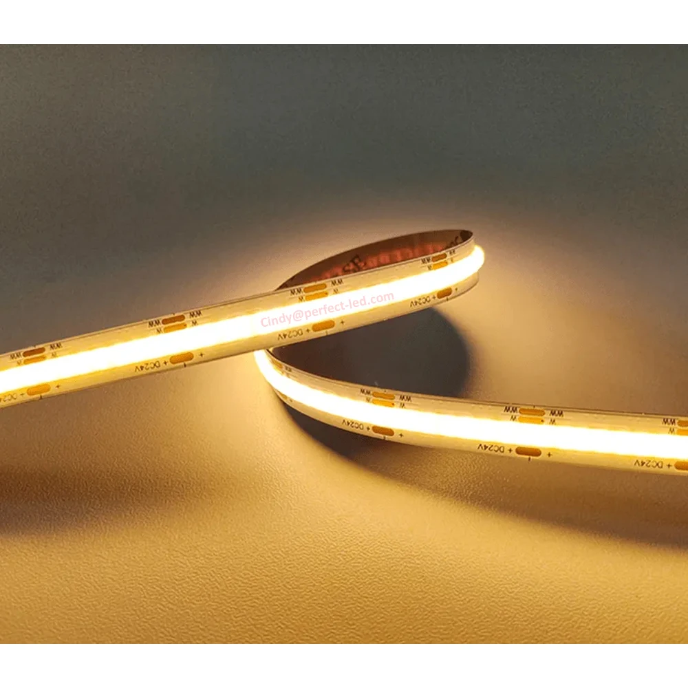 High Density 608 LEDs 10mm PCB Flexible FCOB COB LED Strip Light Perfect Tunable White with RA 90 DC24V High Performance
