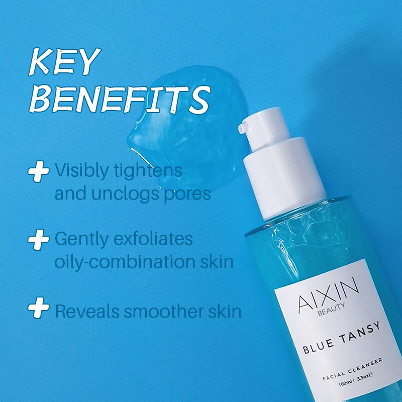 Aixin Private Label Moisturizing Cleaning Gel Gently Packaging Tube For Face Wash BHA + Blue Tansy Clarity Facial Cleanser