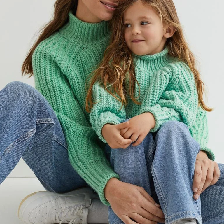 Autumn spring loungewear mommy and me sweaters mother and daughter matching top clothes