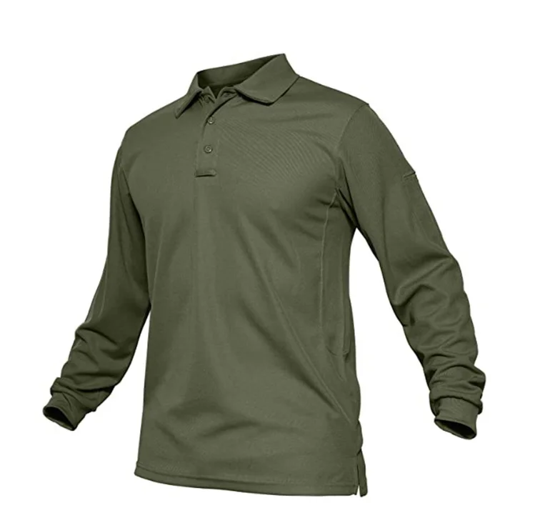 DFT01 Stock promotion and customized black green blue Square Folded collar  Polo shirts with long sleeves and arm side pockets