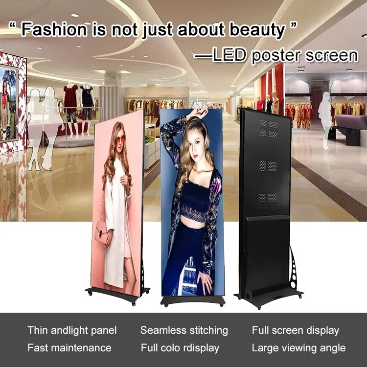 P2.5 Movable Mirror Poster Indoor LED Advertising Acreen Digital Advertising Screen LED Poster Display