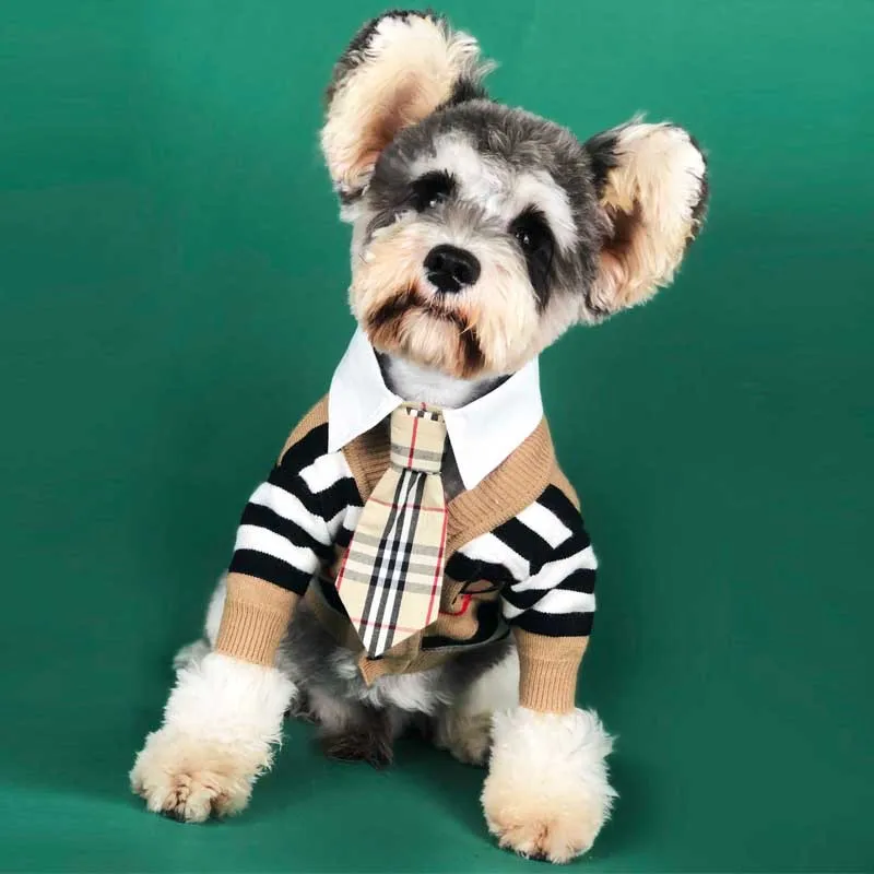 Popular brand Spring Autumn pet clothing stripe dog cardigan sweaters