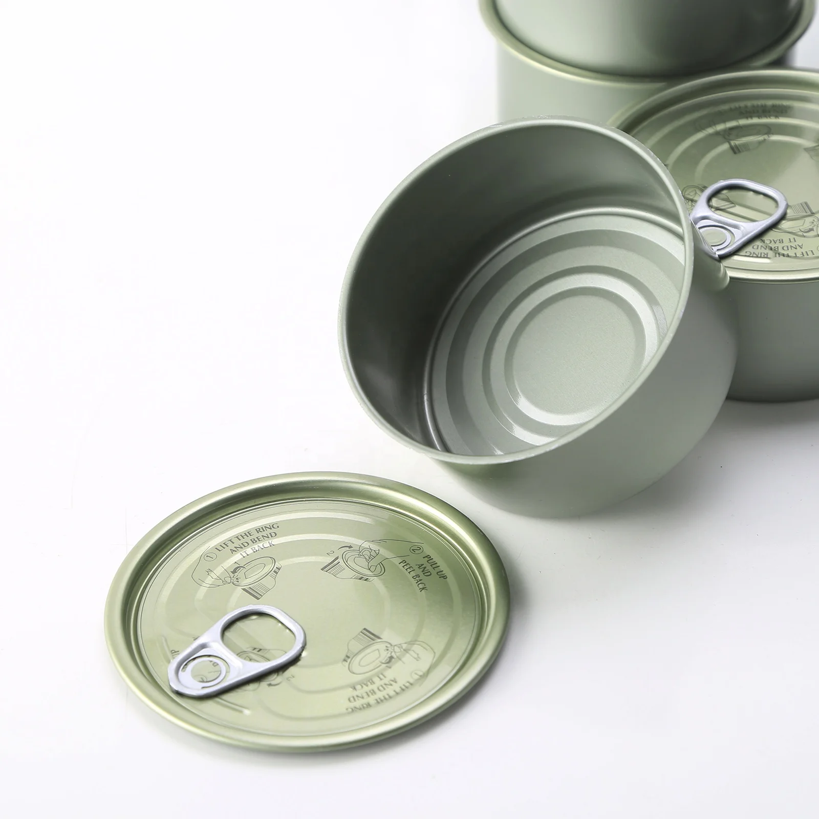 Wholesale 50g 100g 250g Round Empty Easy Open Lids Candle Metal Meat Canned food Tin Can for Tuna Fish Food Packaging Jar