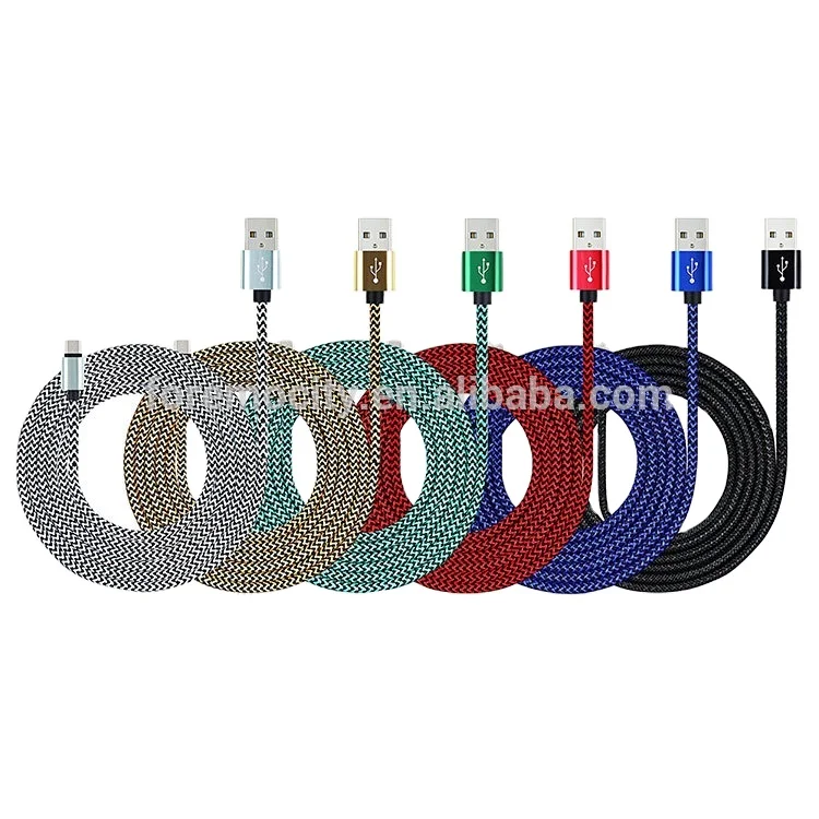 Hot wholesale nylon braided usb phone 2A charger cable