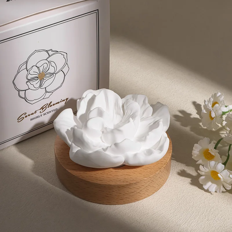 Aromatic Plaster Flowers Essential Oil Diffuser Decor Porcelain Wooden Meditation Room Decoration for Car Indoor