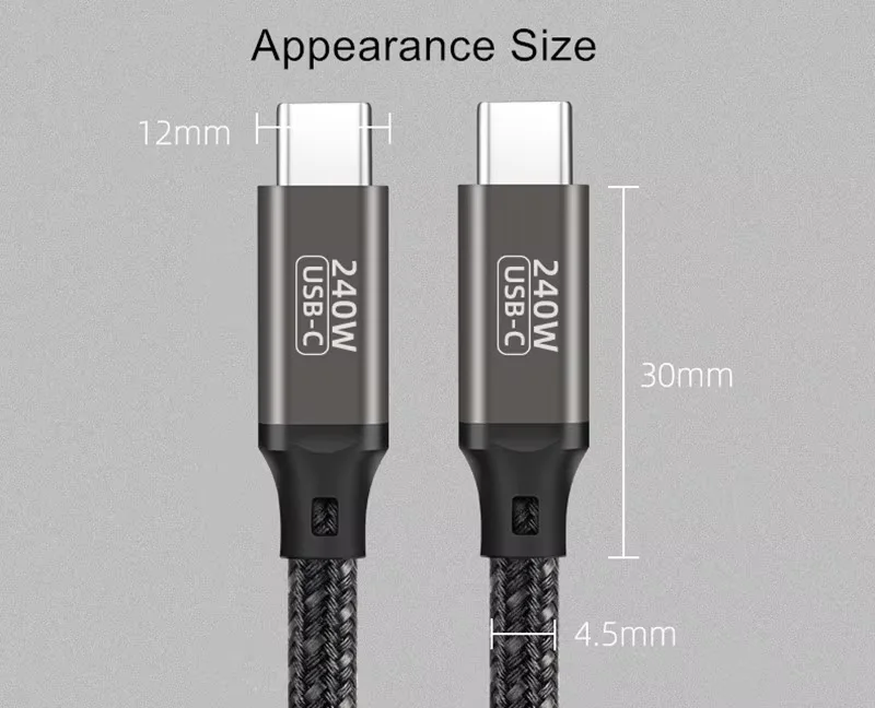 New Standard 0.2m or 3m Pd 240w High Power Fast Charging Usb C3.0 Type-c To Type-c Short Cable