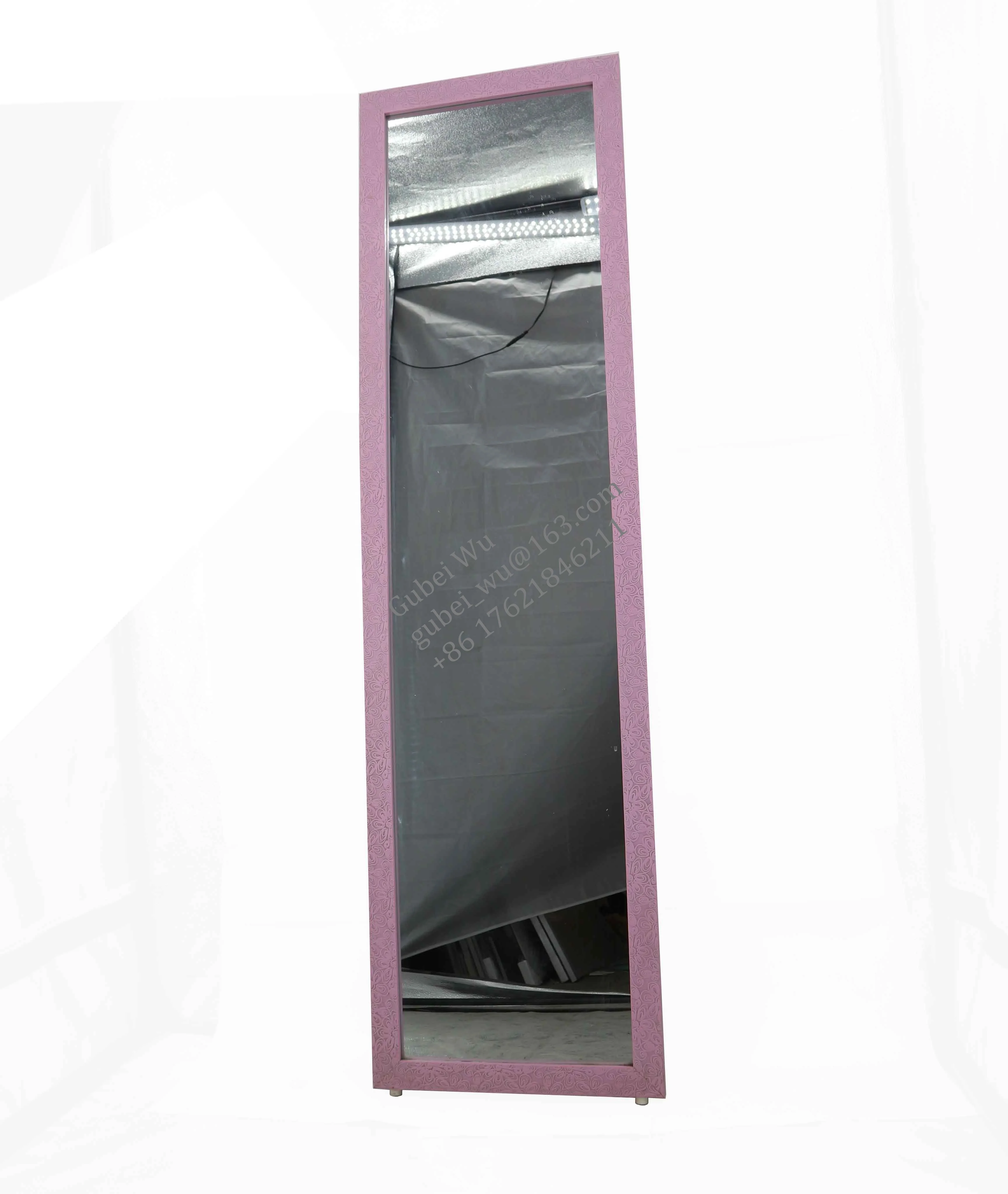 Wholesale cheap large decorative purple plastic framed full size hot sell length body wall dressing room standing floor mirror