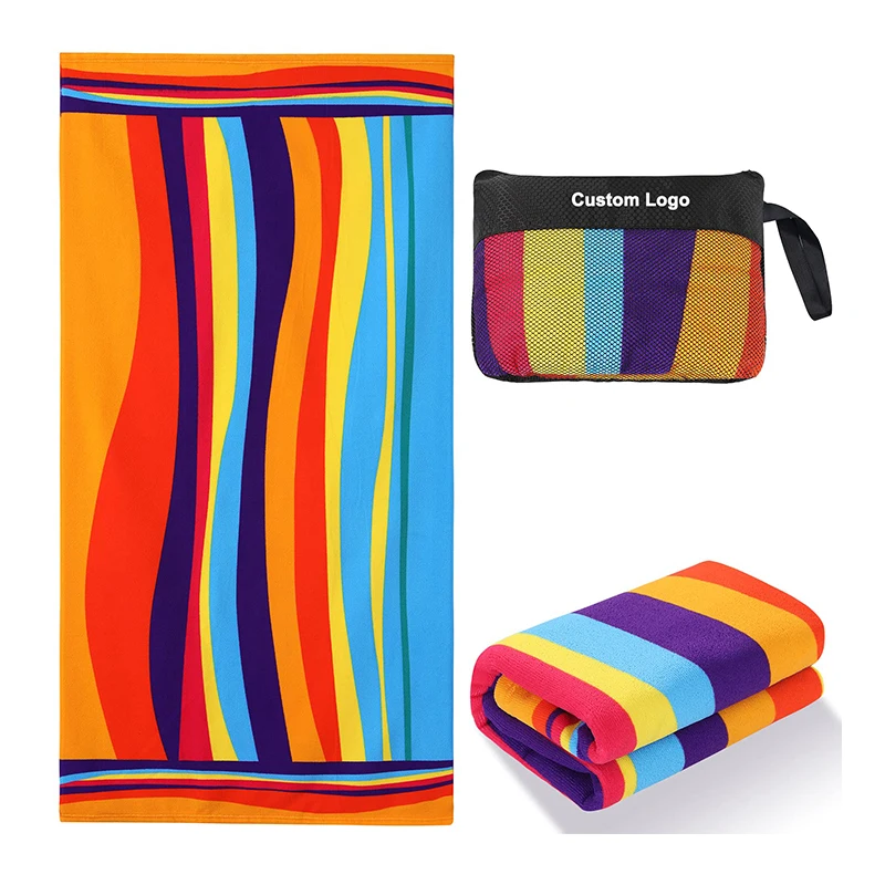 RTS wholesale Amazoo hot selling large custom printed polyester microfiber friendly recycled sand free quick dry beach towel