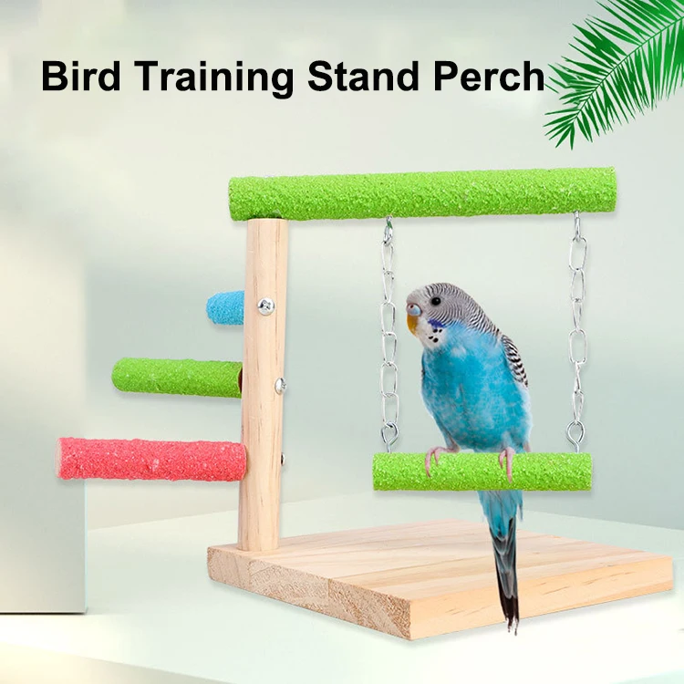 Wholesale Wooden Standing Perch Fun Playground Pet Cage Supplies Aviary Accessories Bird Products