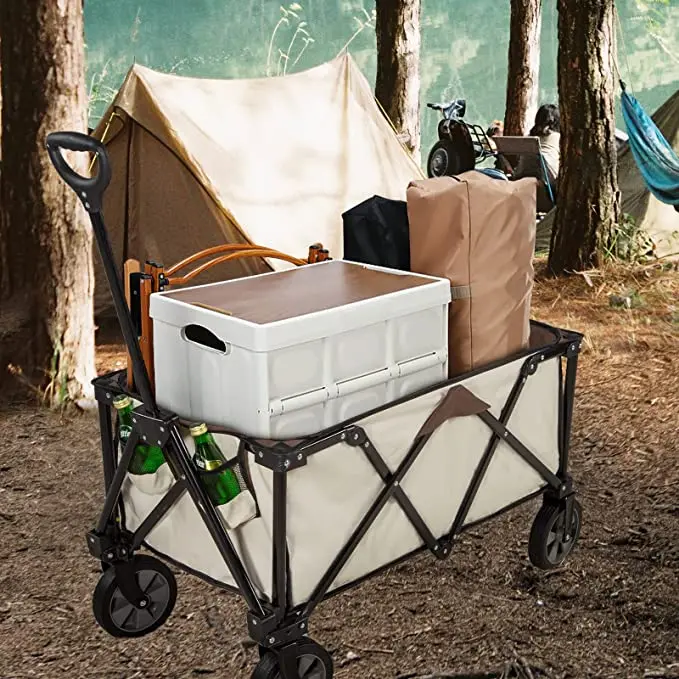 Selling  Camping Outdoor Collapsible Beach Wagon Cart Trolley Utility Folding Camping Wagon Trolleys Hand Carts wagon