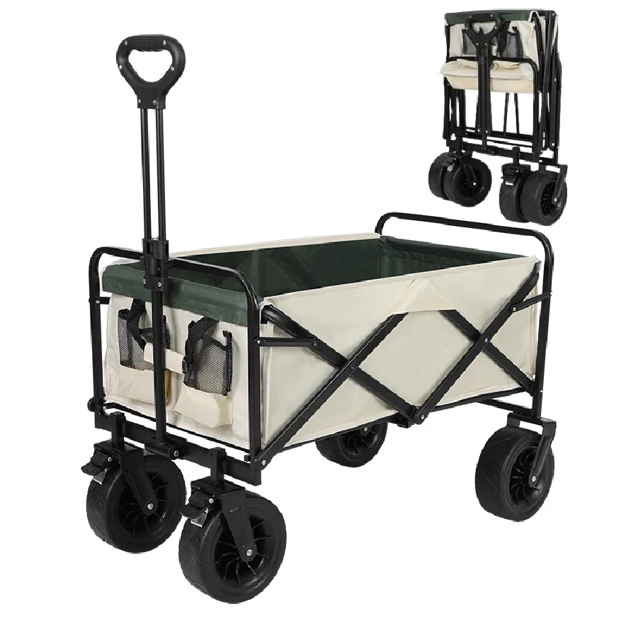 GoalFit 2024Outdoor camping portable Trolley beach garden carriage belt8Inch wheel