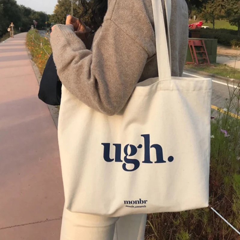 Обычная хлопковая Холщовая Сумка для покупок с принтом логотипа