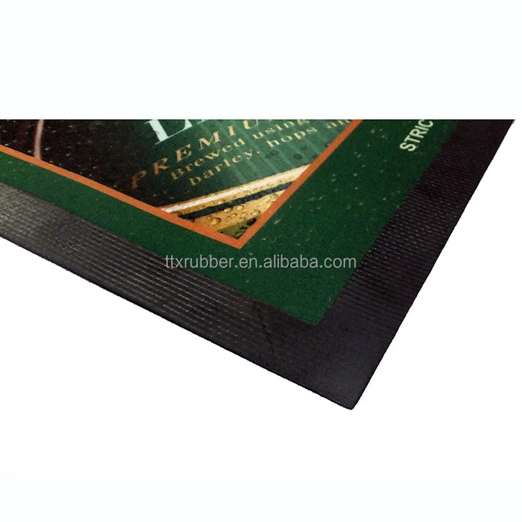 water-absorbent felt top rubber bar runner print bar mat custom nitrile rubber heavy anti slip rubber bar mat glass mat