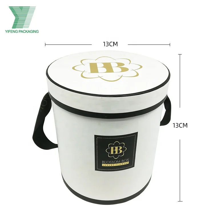 Hat Round Packaging Hard Paper Round Flower Gift Paper Boxes Flower Boxes With Ribbon Handle