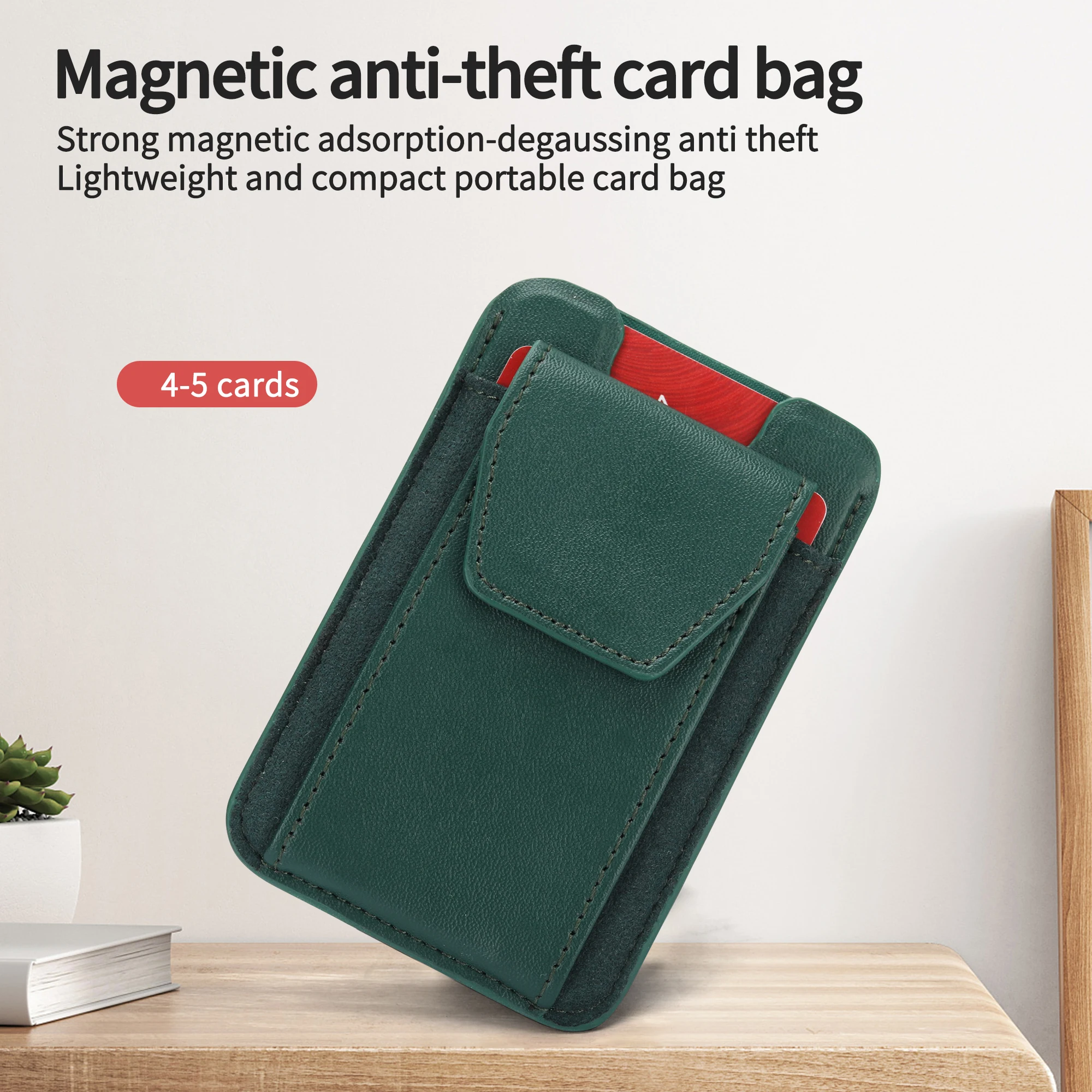 Portable Minimalist Phone Magnetic Card Case Wallet RFID Blocking Slim PU Leather Magnet Credit Card Holder Unisex Wallet