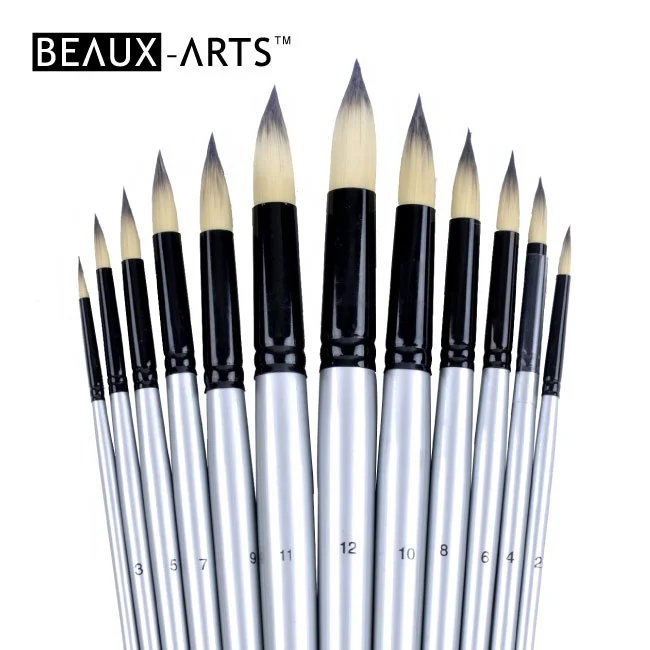 Artis Art Paint Brush with Synthetic Hair and Black Brass Ferrule Acrylic Painting Artist Brush Set
