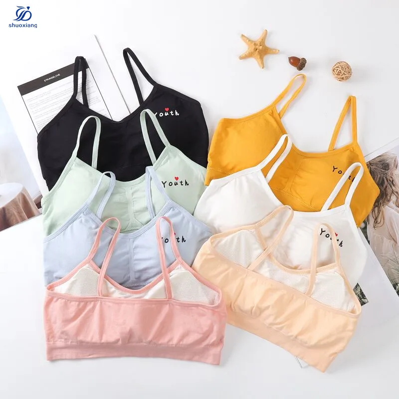
Wholesale Fashion Breathable Teen Underwear Lingerie Cotton Silicon Nightwear Bra Brassiere Wirefree Soft Cup Top For Girls Kids 