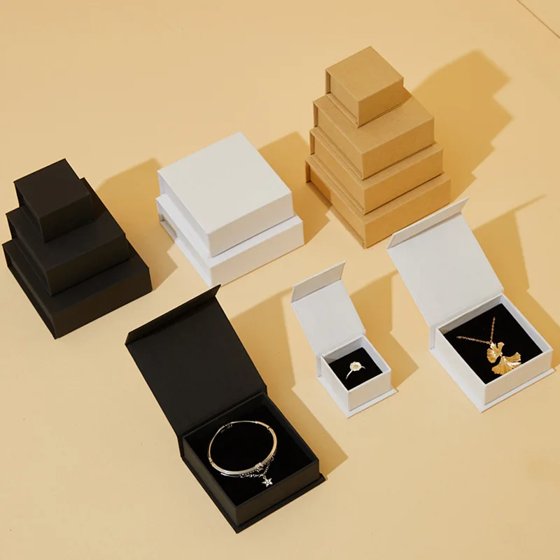Wholesale Clamshell Square Custom Logo Many Sizes Folding Earring Bracelet Jewelry Box Packaging
