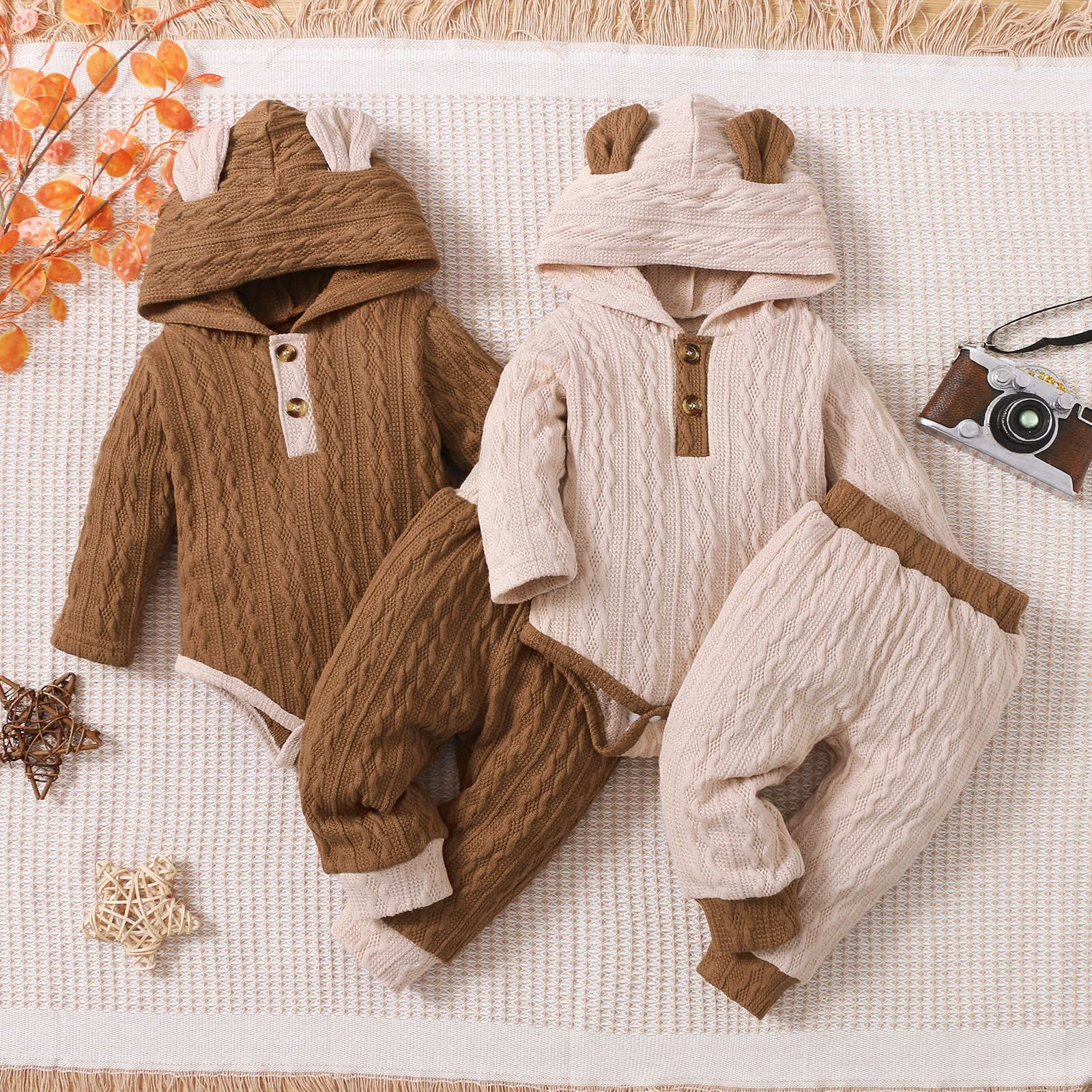 Clothing Set For Baby 0-18 months solid lovely long Sleeve romper long Pants winter Suit Toddler Infant Clothes