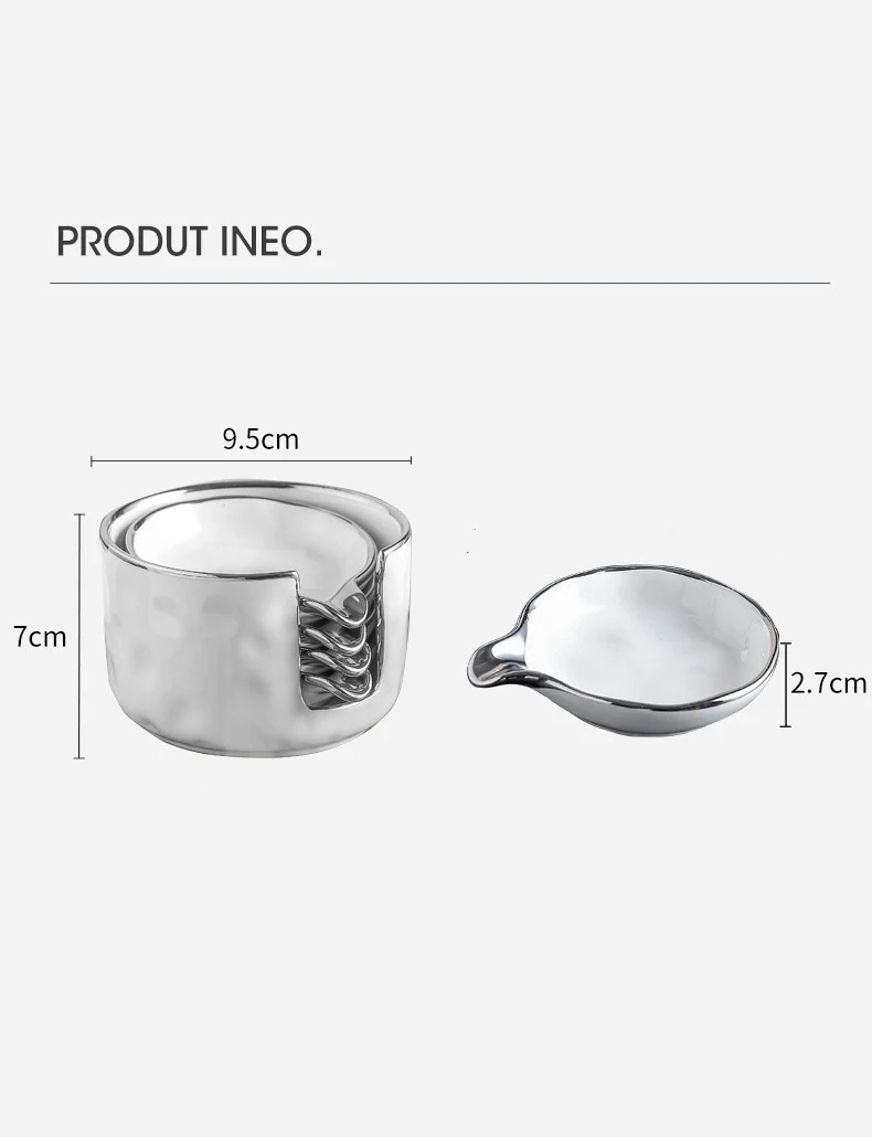 4pcs Set Luxury Ceramic Dipping Bowls Soy Sauce Dish  with Storage can