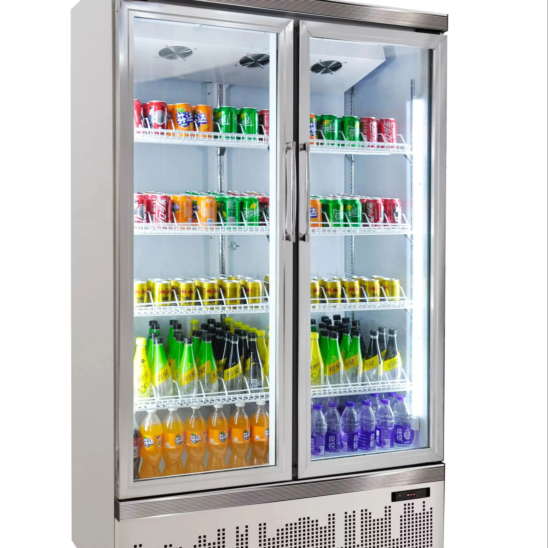 luxury commercial upright glass display air freezing refrigerator supermarket beverage freezer LG-1255F